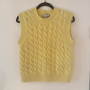 Paul & Joe Paris Butter Yellow Cable Knit Sweater